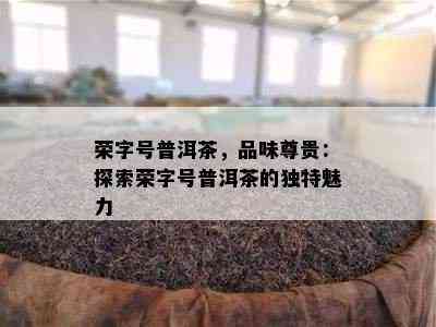 荣字号普洱茶，品味尊贵：探索荣字号普洱茶的特别魅力