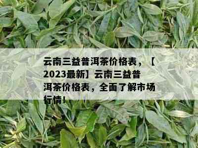 云南三益普洱茶价格表，【2023最新】云南三益普洱茶价格表，全面熟悉市场行情！