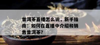 普洱茶直播怎么说，新手指南：怎样在直播中介绍和销售普洱茶？