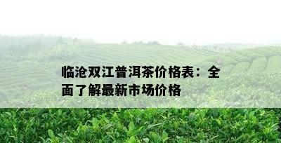 临沧双江普洱茶价格表：全面熟悉最新市场价格