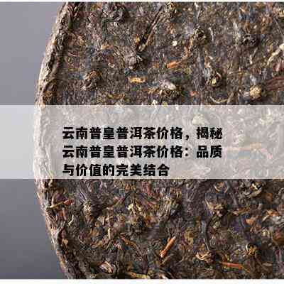 云南普皇普洱茶价格，揭秘云南普皇普洱茶价格：品质与价值的完美结合