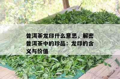 普洱茶龙印什么意思，解密普洱茶中的珍品：龙印的含义与价值