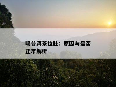 喝普洱茶拉肚：起因与是不是正常解析