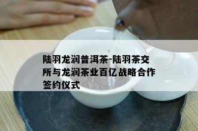 陆羽龙润普洱茶-陆羽茶交所与龙润茶业百亿战略合作签约仪式