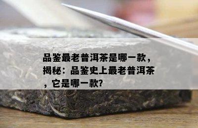 品鉴最老普洱茶是哪一款，揭秘：品鉴史上最老普洱茶，它是哪一款？