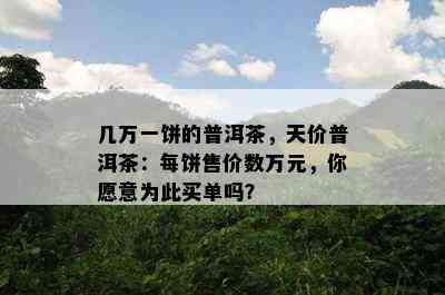 几万一饼的普洱茶，天价普洱茶：每饼售价数万元，你愿意为此买单吗？