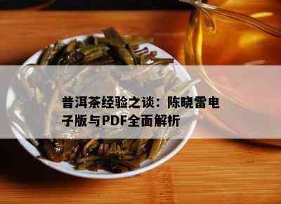 普洱茶经验之谈：陈晓雷版与PDF全面解析