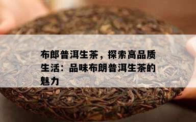 布郎普洱生茶，探索高品质生活：品味布朗普洱生茶的魅力