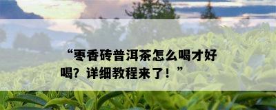 “枣香砖普洱茶怎么喝才好喝？详细教程来了！”