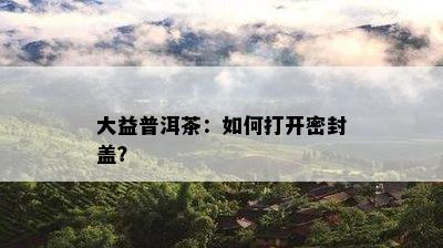 大益普洱茶：如何打开密封盖？