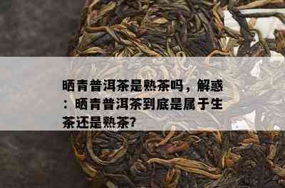 晒青普洱茶是熟茶吗，解惑：晒青普洱茶到底是属于生茶还是熟茶？