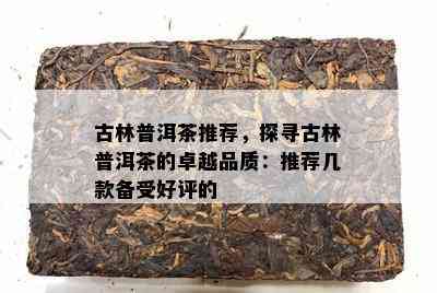 古林普洱茶推荐，探寻古林普洱茶的卓越品质：推荐几款备受好评的