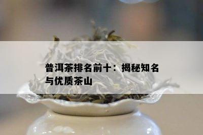 普洱茶排名前十：揭秘知名与优质茶山