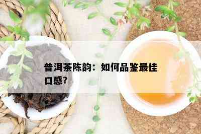 普洱茶陈韵：怎样品鉴更佳口感？