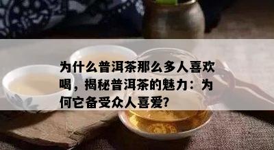 为什么普洱茶那么多人喜欢喝，揭秘普洱茶的魅力：为何它备受众人喜爱？