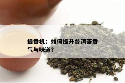 提香机：怎样提升普洱茶香气与味道？