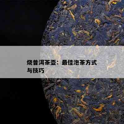 烧普洱茶壶：更佳泡茶方法与技巧