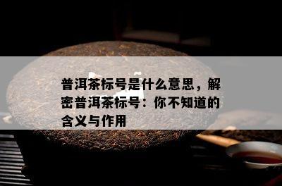 普洱茶标号是什么意思，解密普洱茶标号：你不知道的含义与作用