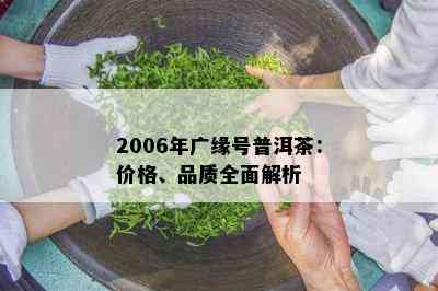 2006年广缘号普洱茶：价格、品质全面解析