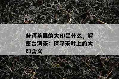 普洱茶里的大印是什么，解密普洱茶：探寻茶叶上的大印含义