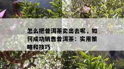 怎么把普洱茶卖出去呢，怎样成功销售普洱茶：实用策略和技巧