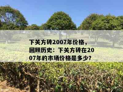 下关方砖2007年价格，回顾历史：下关方砖在2007年的市场价格是多少？