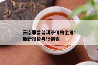 云南雅普普洱茶价格全览：最新报价与行情表