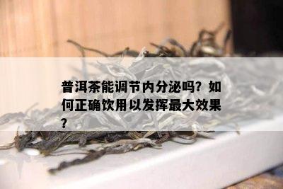 普洱茶能调节内分泌吗？怎样正确饮用以发挥更大效果？