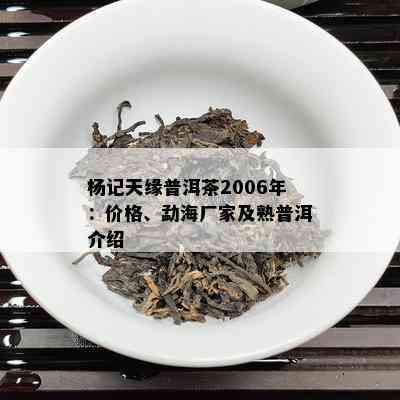 杨记天缘普洱茶2006年：价格、勐海厂家及熟普洱介绍