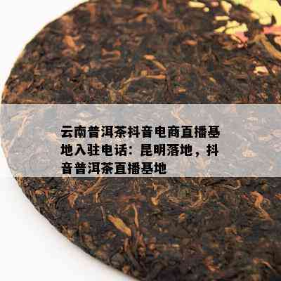 云南普洱茶抖音电商直播基地入驻电话：昆明落地，抖音普洱茶直播基地