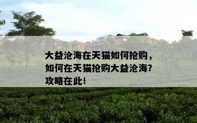 大益沧海在天猫怎样抢购，怎样在天猫抢购大益沧海？攻略在此！