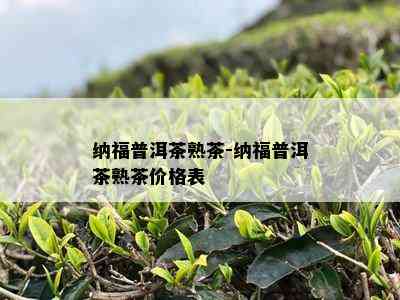 纳福普洱茶熟茶-纳福普洱茶熟茶价格表