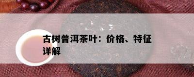 古树普洱茶叶：价格、特征详解