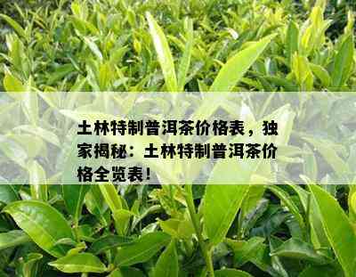 土林特制普洱茶价格表，独家揭秘：土林特制普洱茶价格全览表！