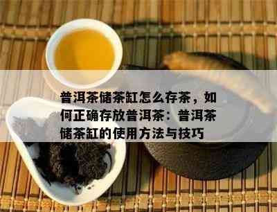 普洱茶储茶缸怎么存茶，如何正确存放普洱茶：普洱茶储茶缸的使用方法与技巧