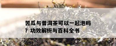 苦瓜与普洱茶可以一起泡吗？功效解析与百科全书