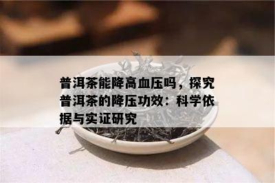 普洱茶能降高血压吗，探究普洱茶的降压功效：科学依据与实证研究