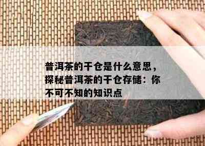 普洱茶的干仓是什么意思，探秘普洱茶的干仓存储：你不可不知的知识点