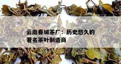 云南春城茶厂：历史悠久的著名茶叶制造商