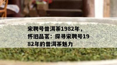 宋聘号普洱茶1982年，怀旧品茗：探寻宋聘号1982年的普洱茶魅力