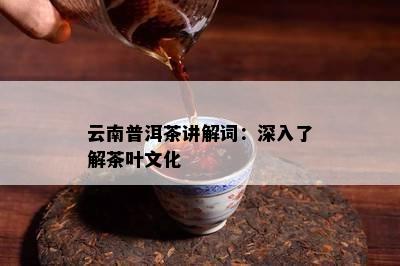 云南普洱茶讲解词：深入熟悉茶叶文化