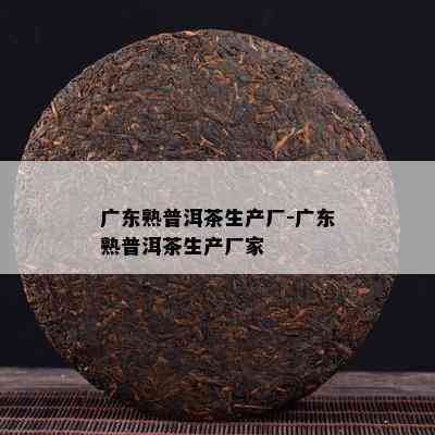 广东熟普洱茶生产厂-广东熟普洱茶生产厂家