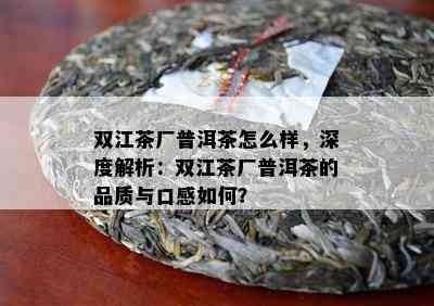 双江茶厂普洱茶怎么样，深度解析：双江茶厂普洱茶的品质与口感如何？