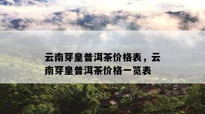 云南芽皇普洱茶价格表，云南芽皇普洱茶价格一览表