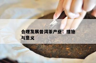 合理发展普洱茶产业：措施与意义