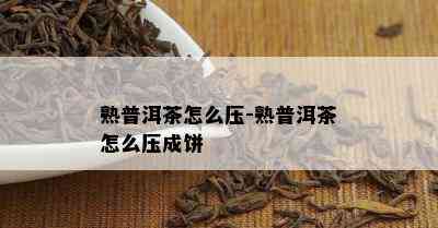 熟普洱茶怎么压-熟普洱茶怎么压成饼