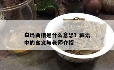 白玛曲措是什么意思？藏语中的含义与老师介绍