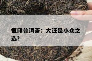 恒印普洱茶：大还是小众之选？