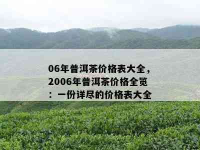 06年普洱茶价格表大全，2006年普洱茶价格全览：一份详尽的价格表大全