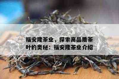 福安隆茶业，探索高品质茶叶的奥秘：福安隆茶业介绍